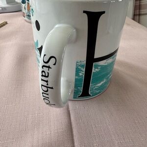 Starbucks Hawaii White and Teal Letter Mug